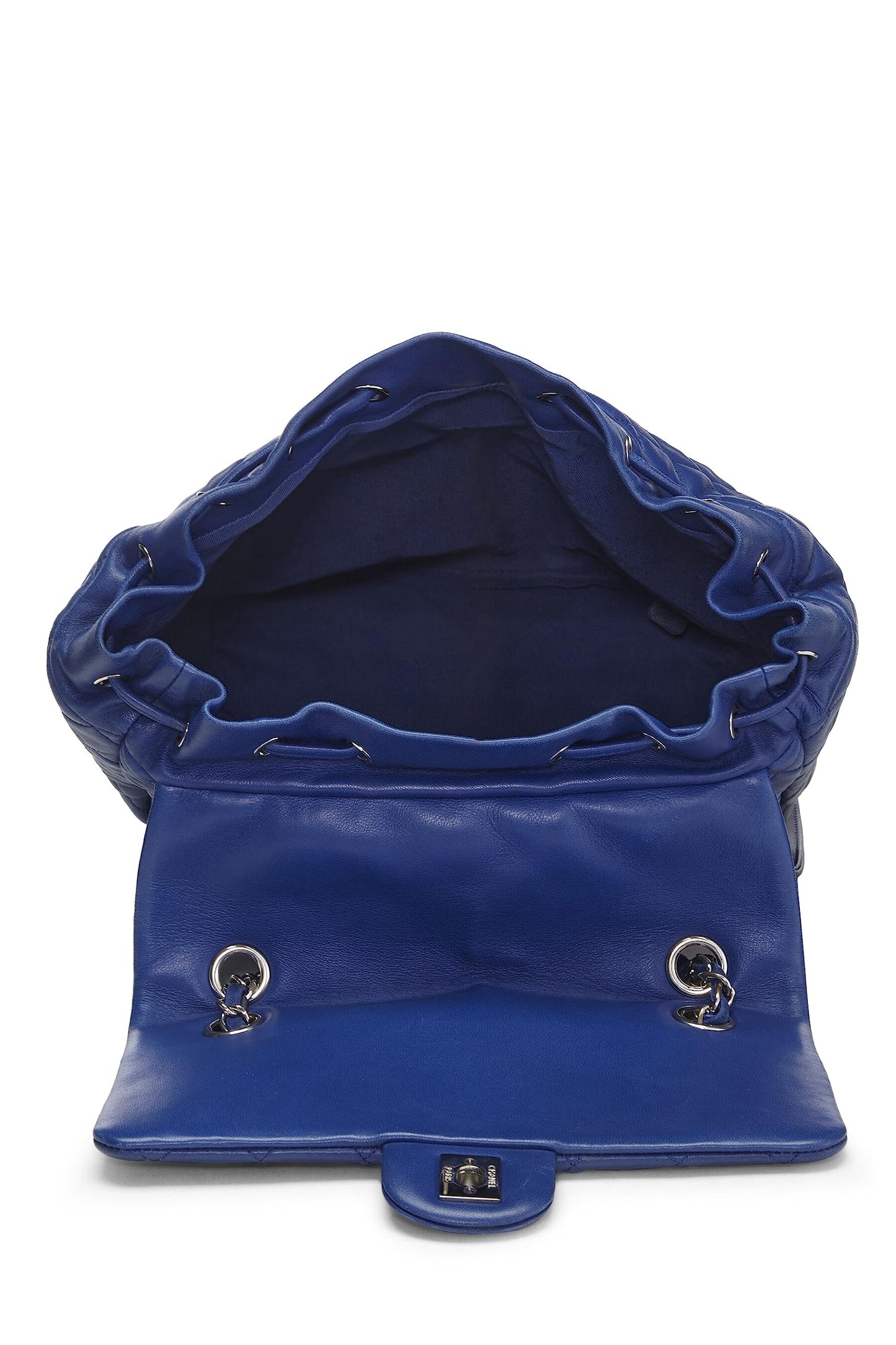 Chanel, Mochila pequeña Urban Spirit de piel de cordero acolchada azul Pre-Loved, Azul marino