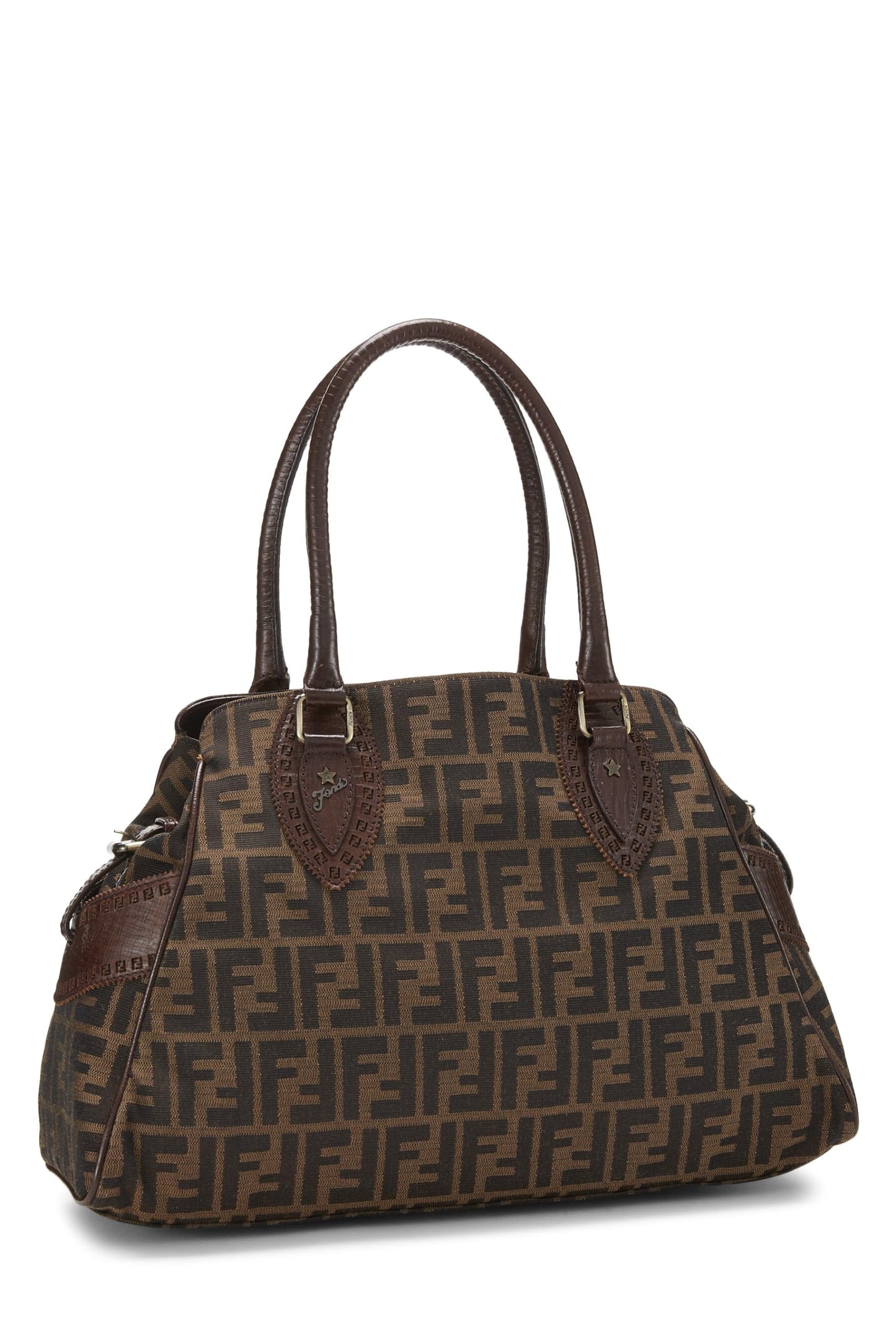 Fendi, sac Du Jour en velours marron Zucca Small, d'occasion, marron