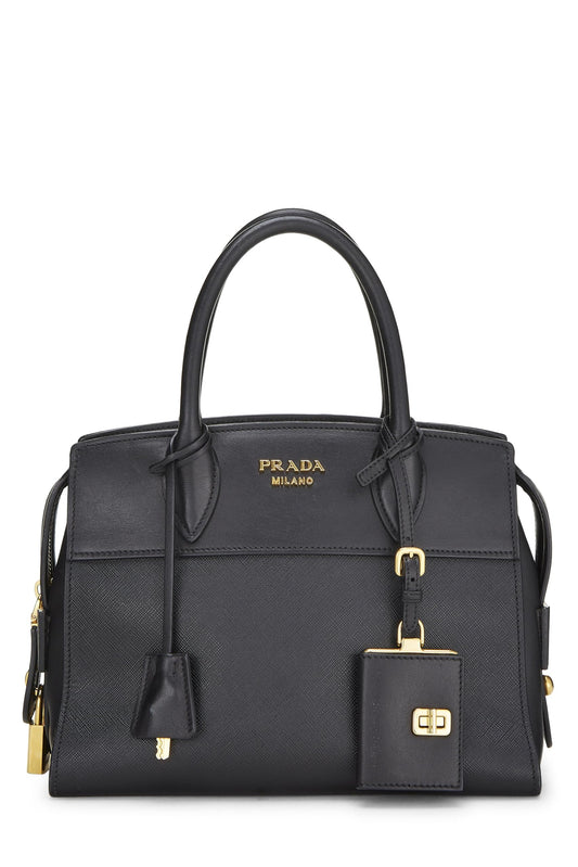 Prada, Pre-Loved Black Saffiano Esplanade Pequeño, Negro