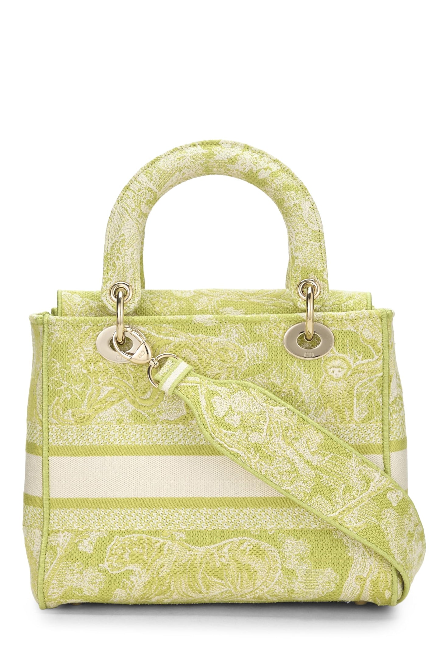 Dior, Pre-Loved Lona bordada verde Lady D-Lite Medium, Verde