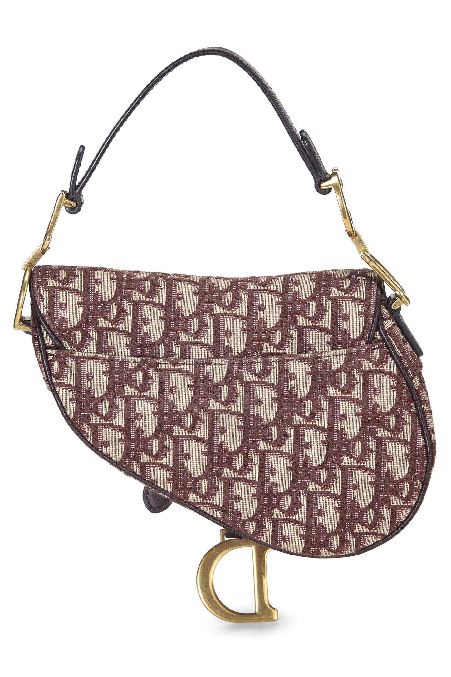 Dior, Pre-Loved Burgundy Oblique Saddle Bag Mini, Burgundy