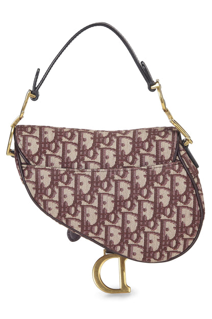 Dior, Mini sac Saddle Oblique Burgundy d'occasion, Bordeaux