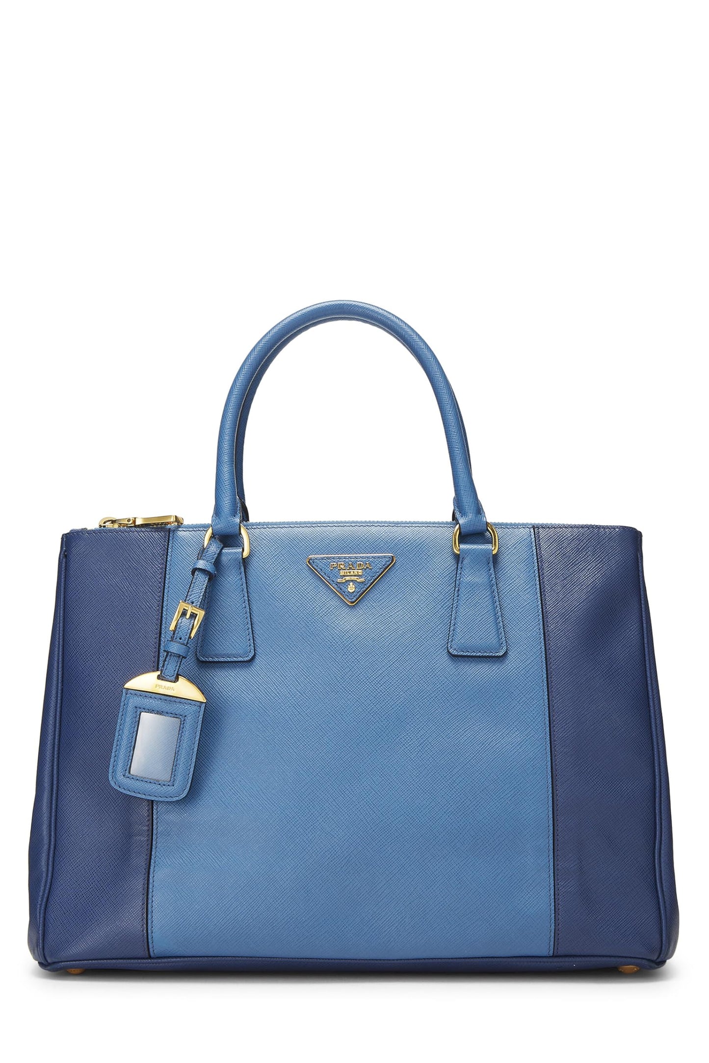 Prada, Bolso ejecutivo mediano Saffiano azul Pre-Loved, Azul