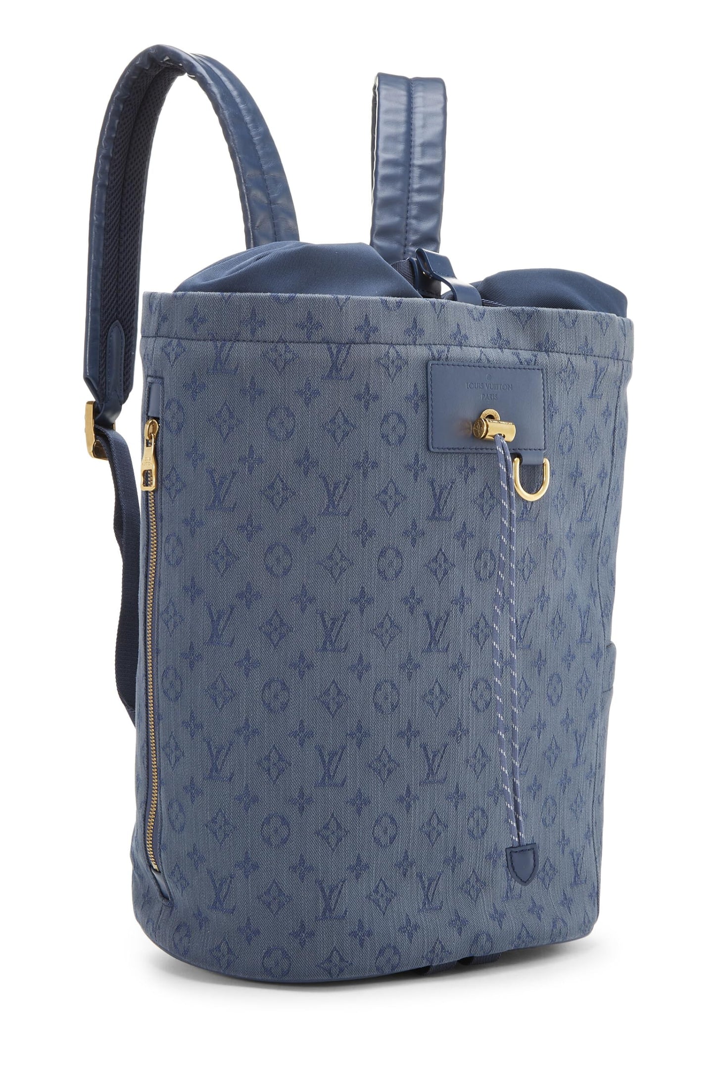 Louis Vuitton, sac à dos en denim bleu monogrammé d'occasion, bleu