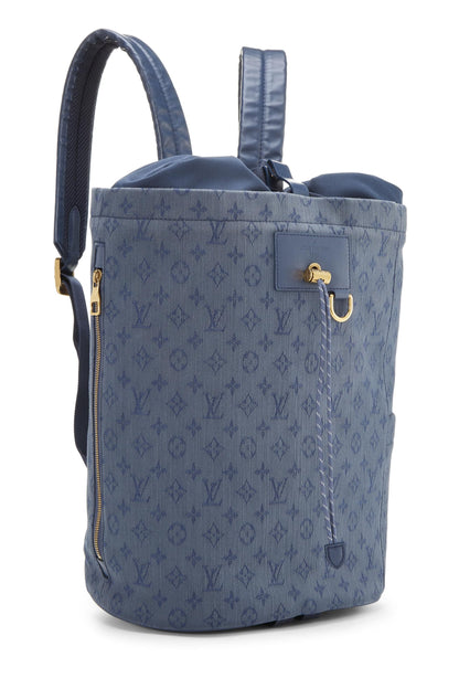 Louis Vuitton, Mochila de tiza vaquera con monograma azul Pre-Loved, Azul