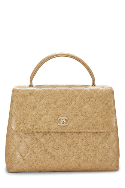 Chanel, Pre-Loved Beige Quilted Caviar Kelly, Beige