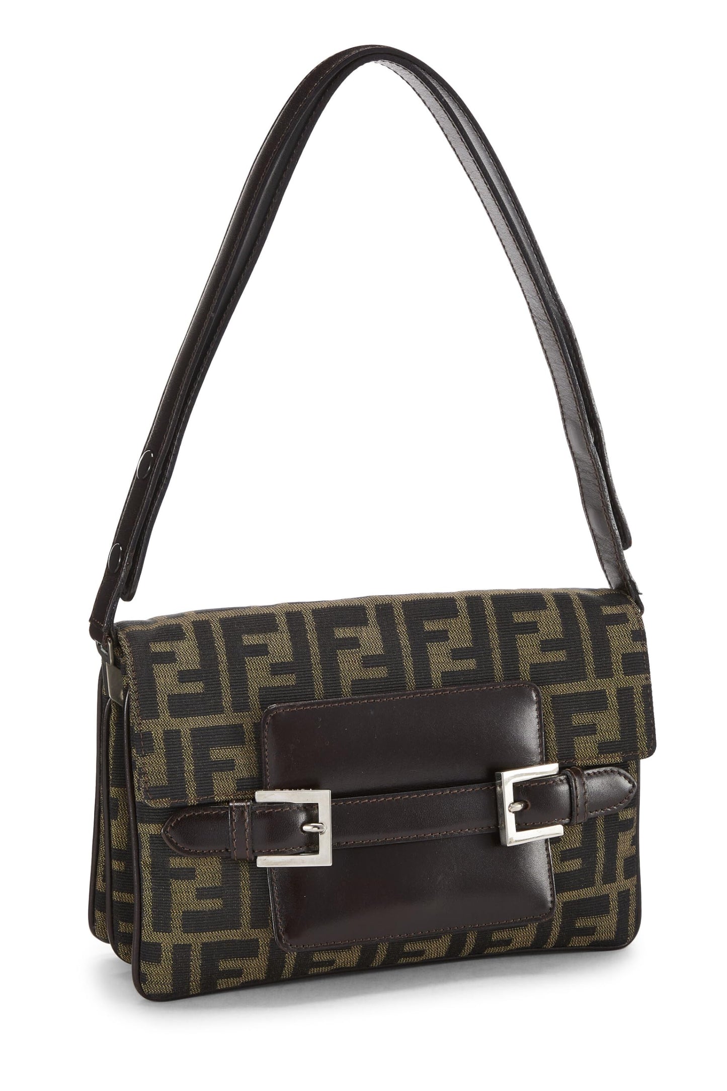 Fendi, sac à bandoulière en toile marron Zucca d'occasion, marron