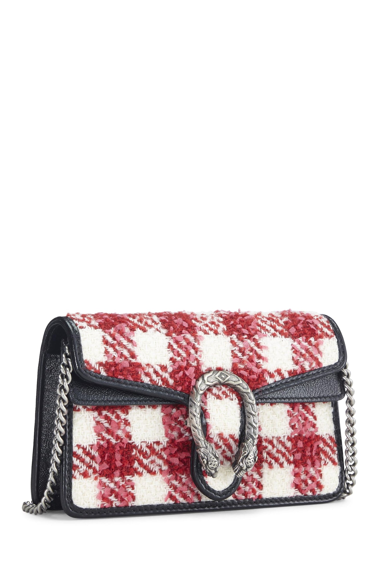 Gucci, sac à bandoulière Dionysus en tweed rouge et blanc d'occasion, petit modèle, multicolore