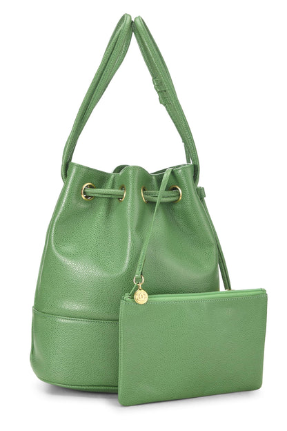 Chanel, sac seau Green Caviar 3 'CC' d'occasion, vert