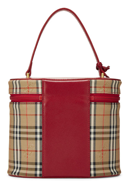 Burberry, Pre-Loved Red Haymarket Canvas Vanity, Red