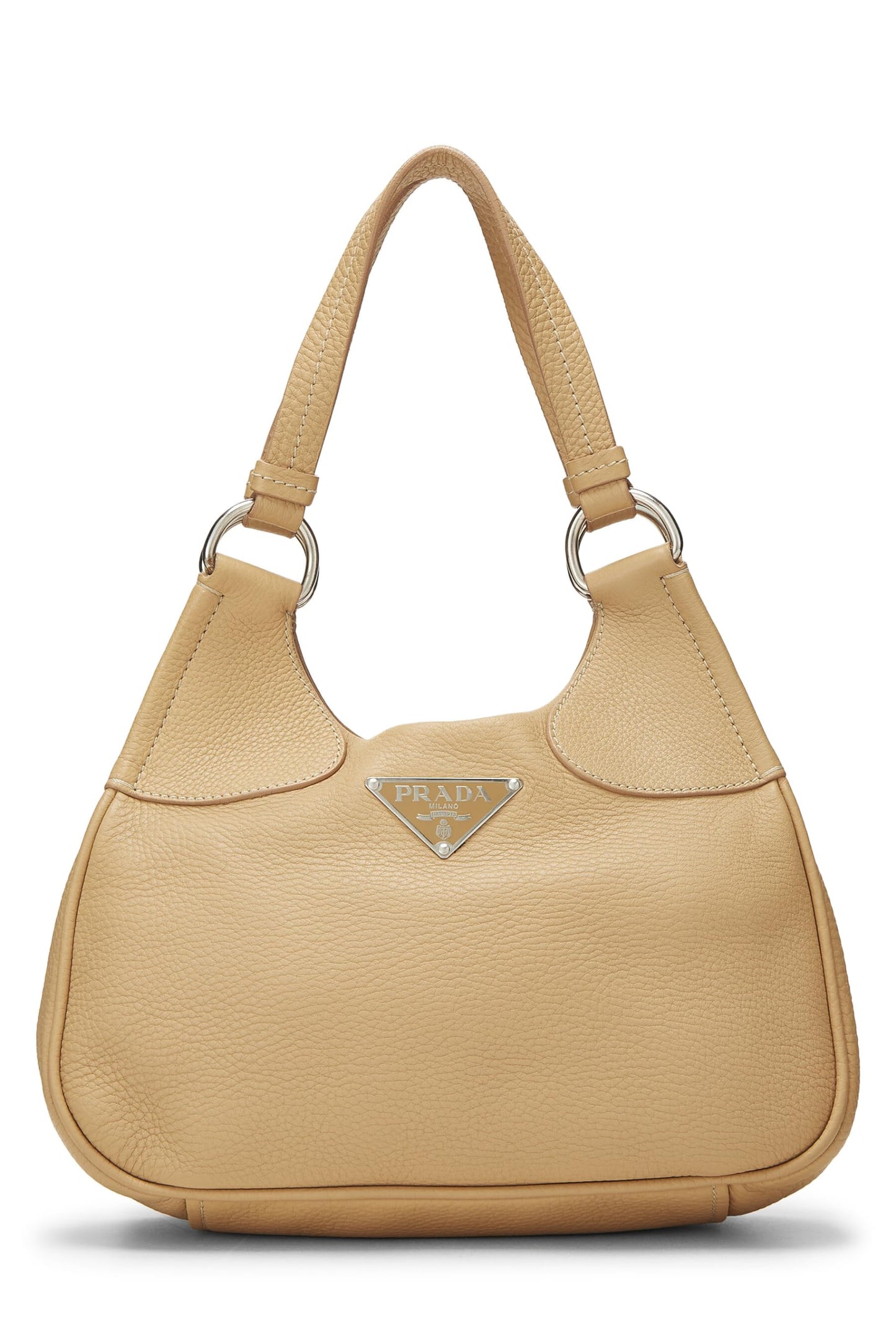 Prada, sac à bandoulière Vitello Daino beige d'occasion, beige