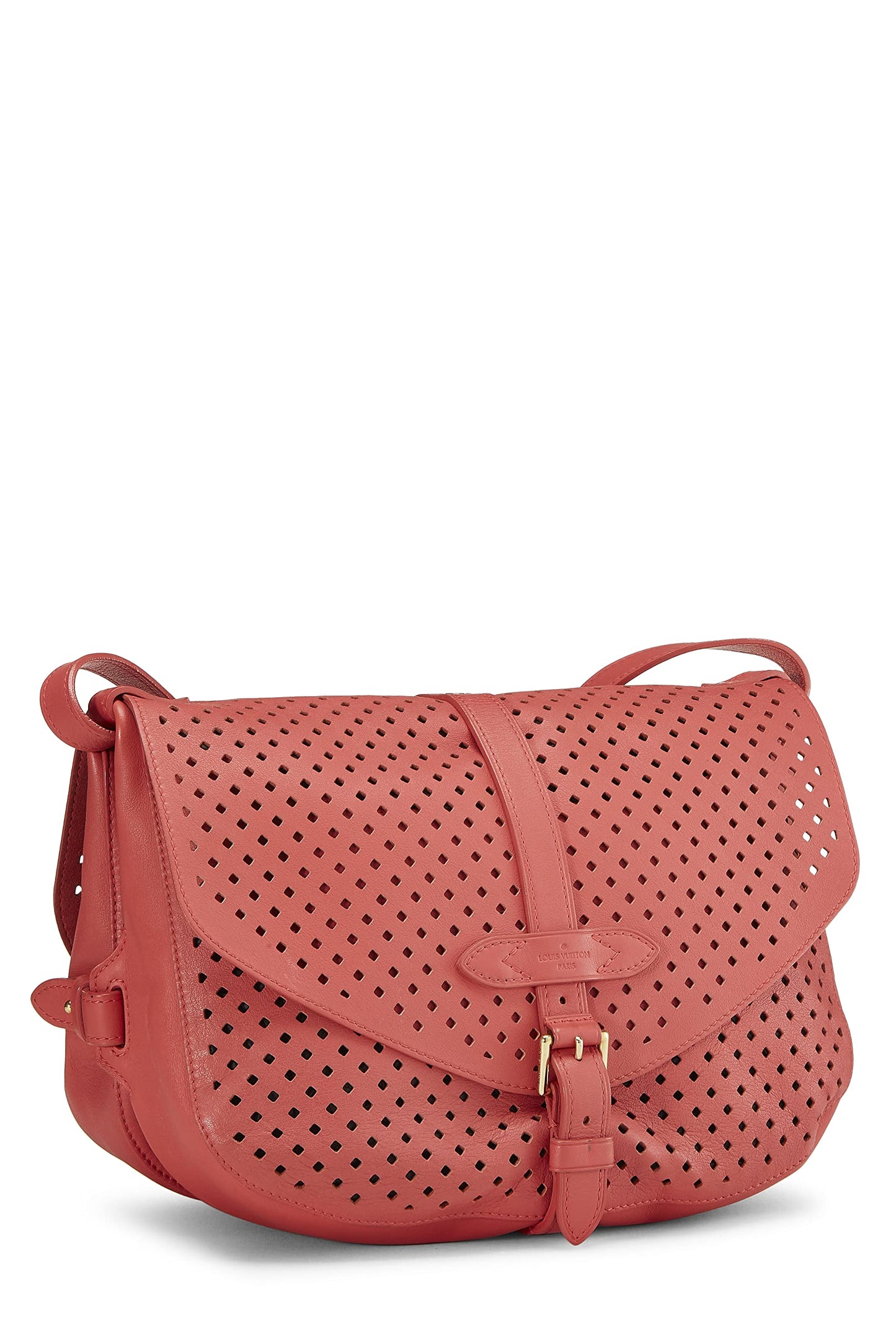 Louis Vuitton, Pre-Loved Pink Perforated Leather Saumur 30, Pink