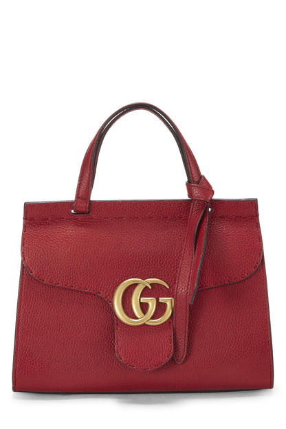 Gucci, Bolso mini con solapa y asa superior GG Marmont de cuero rojo Pre-Loved, Rojo