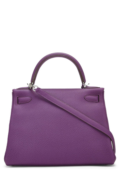 Hermès, Pre-Loved Cassis Togo Kelly Retourne 28, Cassis