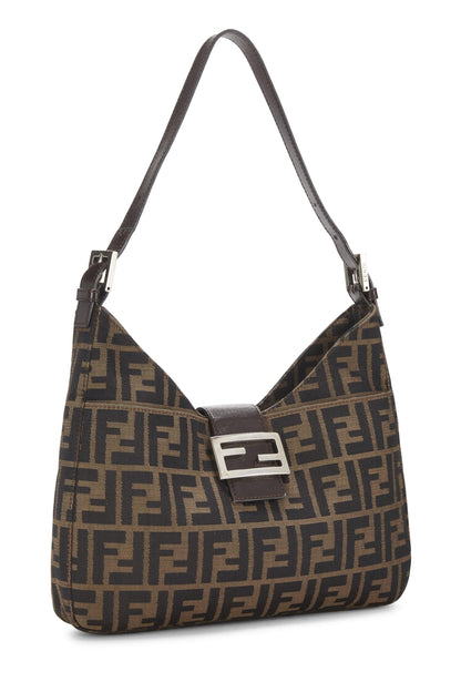 Fendi, sac à bandoulière en toile marron Zucca d'occasion, marron