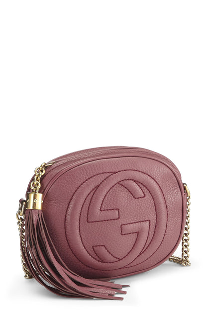 Gucci, Mini bandolera Soho de cuero morado con cadena redonda Pre-Loved, Púrpura