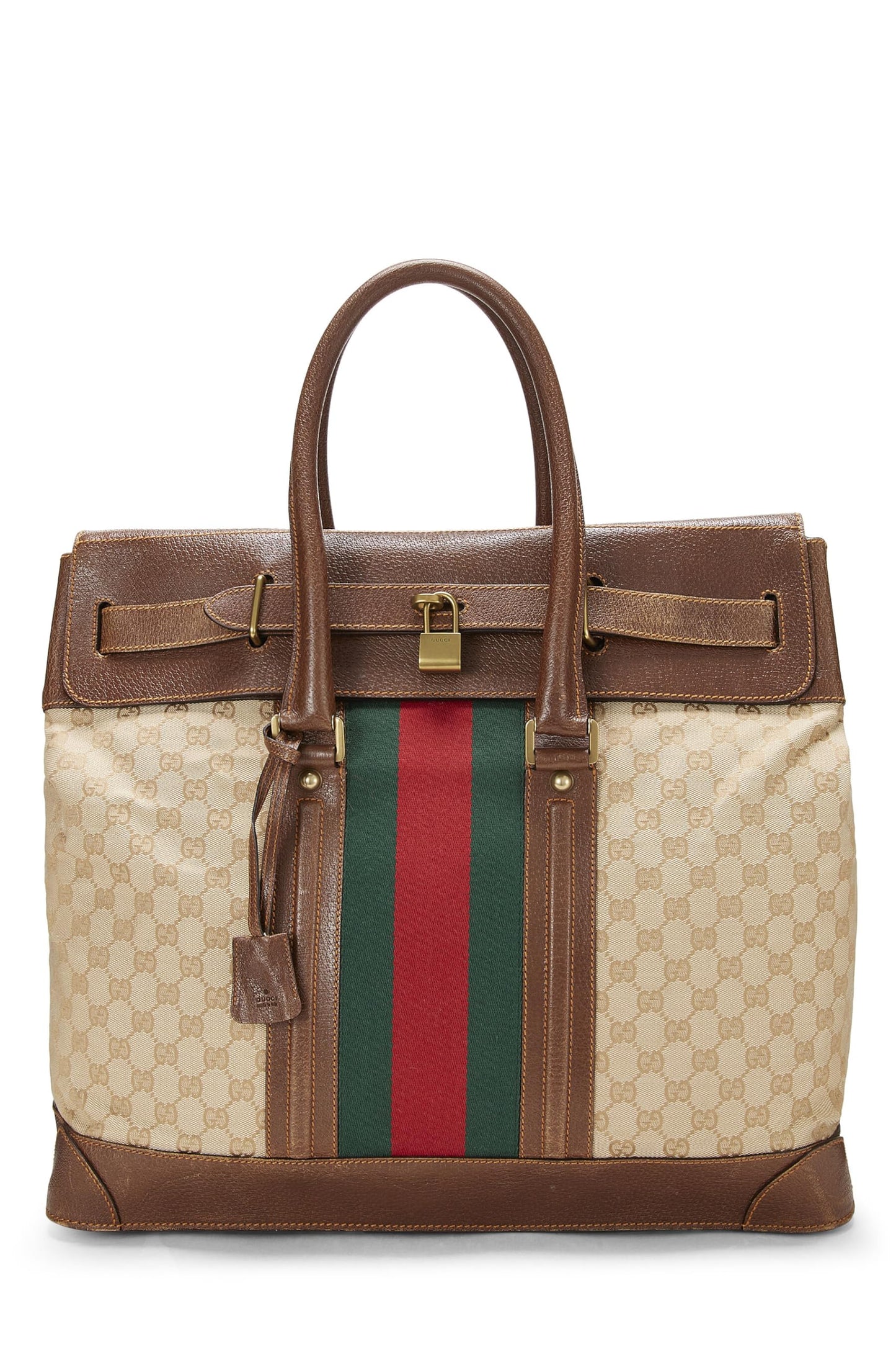 Gucci, sac fourre-tout de voyage en toile GG marron d'occasion, marron