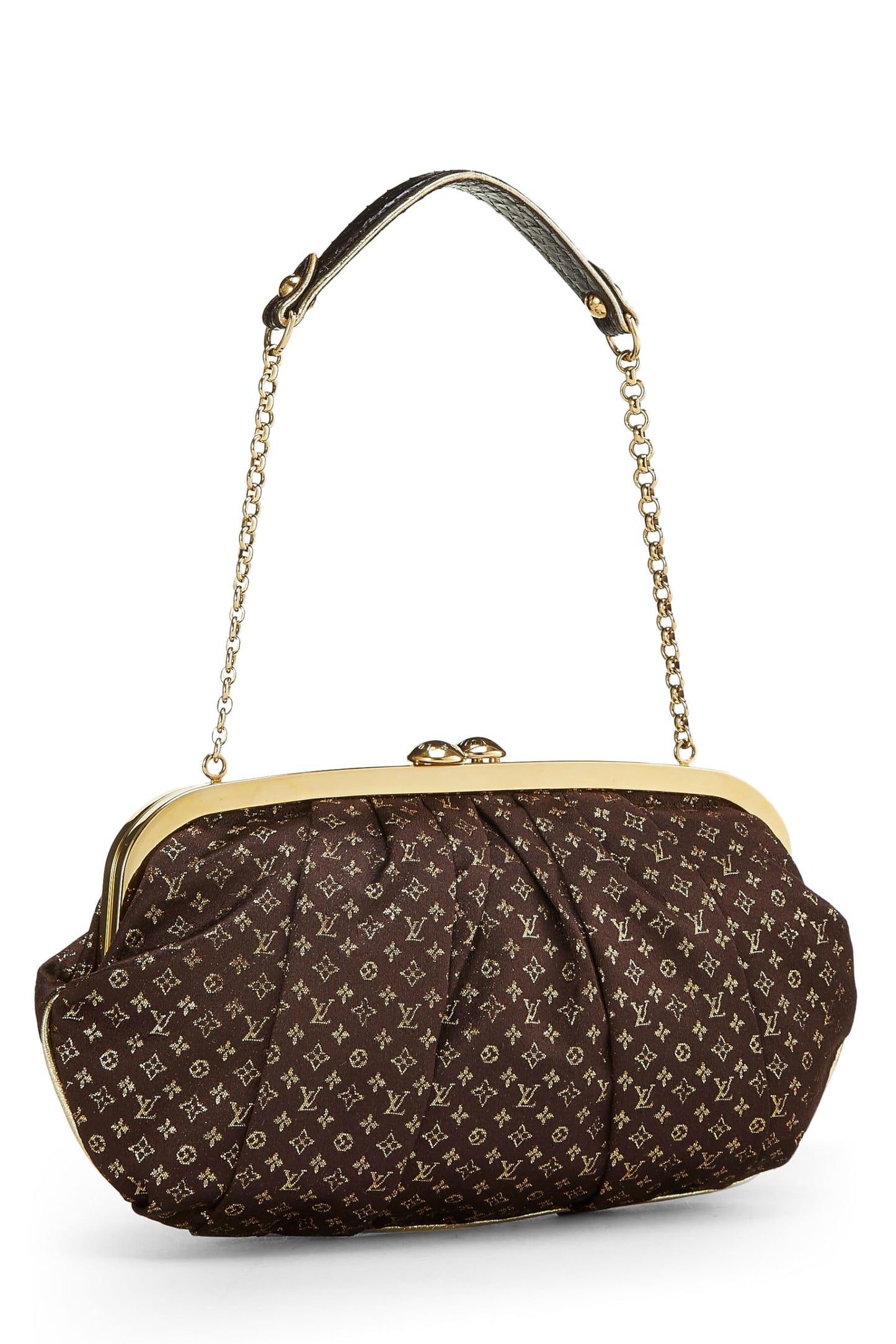 Louis Vuitton, Aumonière en satin monogrammé marron d'occasion en édition limitée, marron