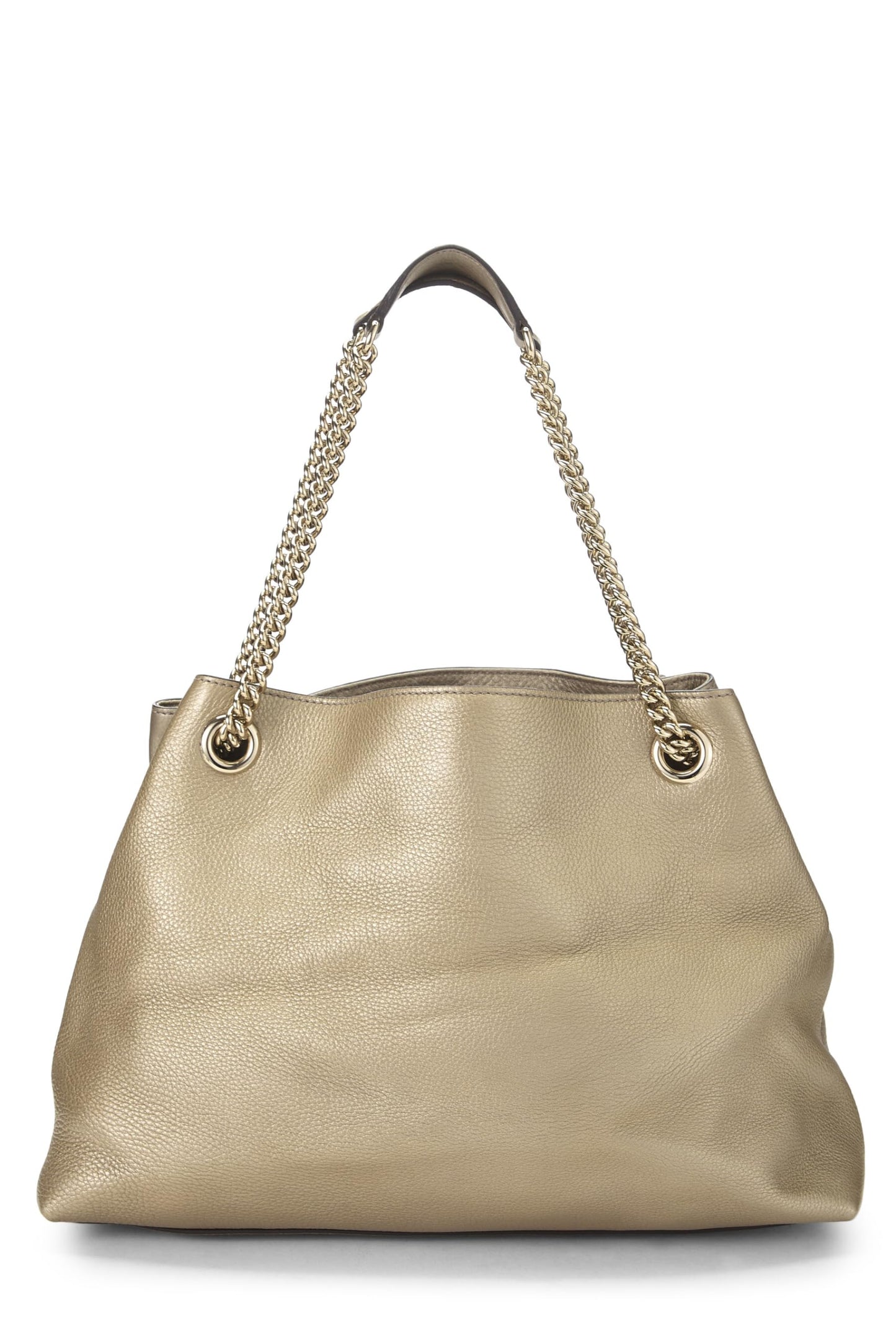 Gucci, Tote Soho de cuero metalizado dorado con cadena Pre-Loved, Dorado