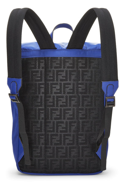 Fendi, Pre-Loved Blue Nylon Fendiness Backpack, Blue