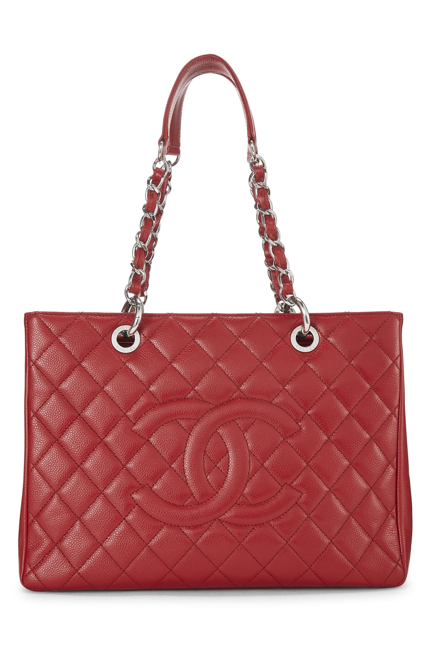 Chanel, Grand sac cabas Red Caviar d'occasion (GST), rouge