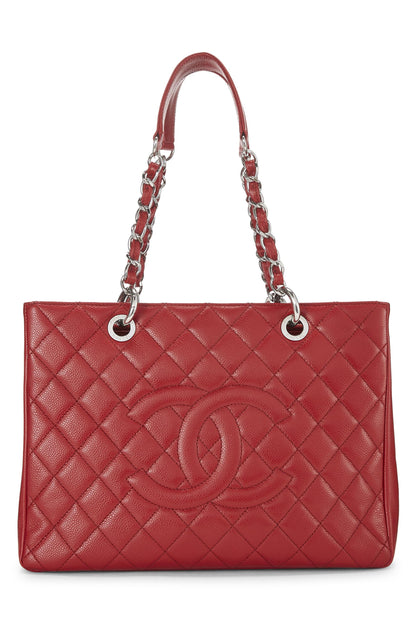 Chanel, Pre-Loved Red Caviar Grand Shopping Tote (GST), Red