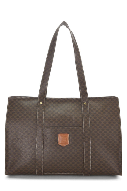 Céline, Pre-Loved Brown Coated Canvas Macadam Tote, Brown