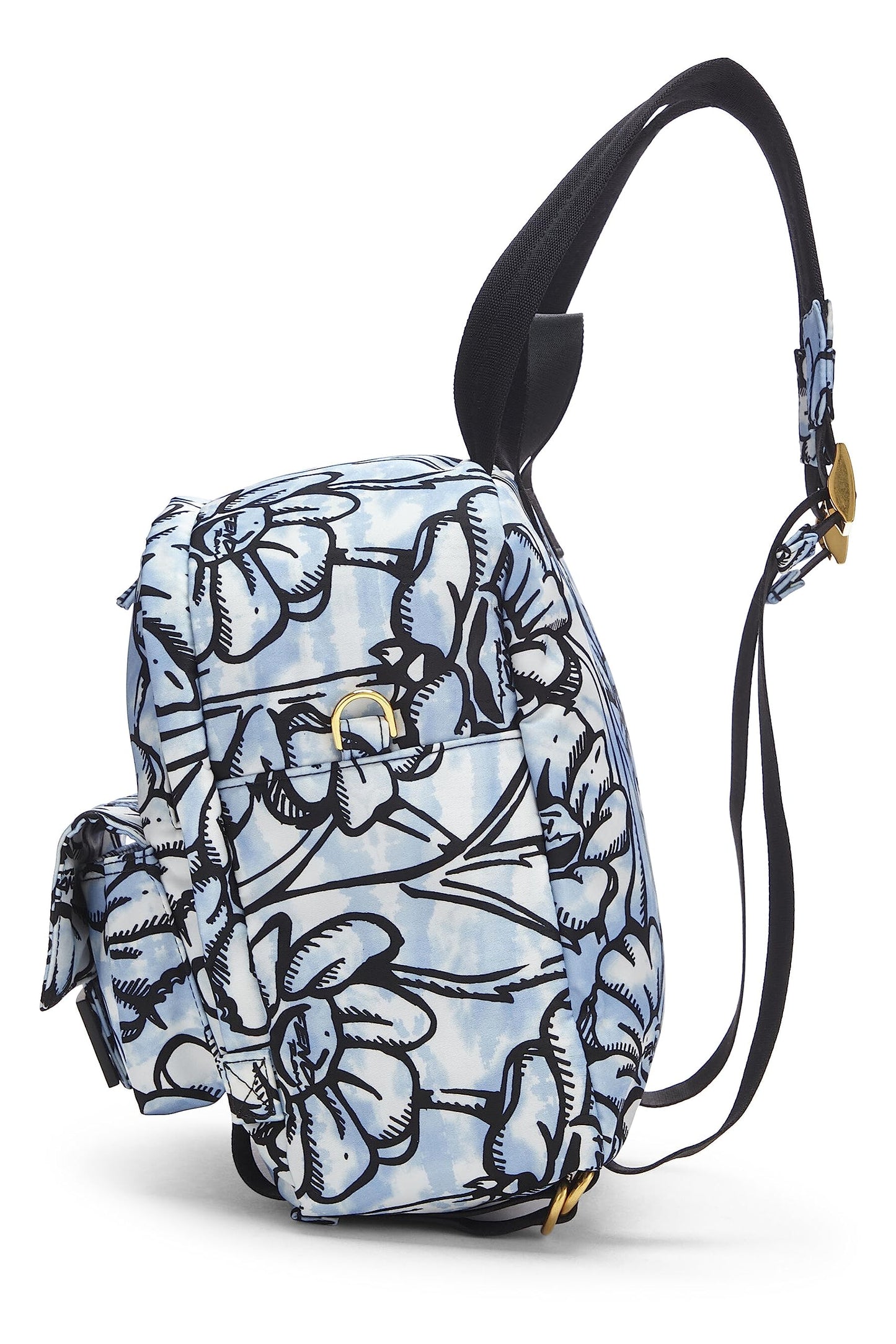 Fendi, Pre-Loved Blue & Black Nylon Printed Backpack Small, Multi