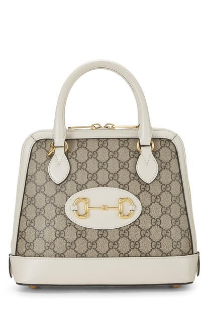 Gucci, Pre-Loved White Original GG Supreme Canvas Horsebit Handbag Small, White