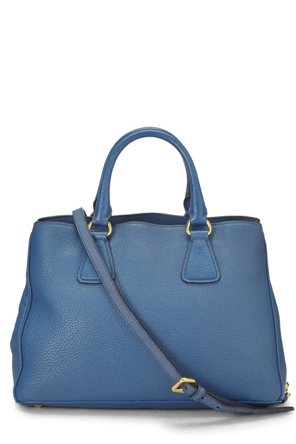 Prada, sac à main convertible Vitello Daino bleu d'occasion, bleu