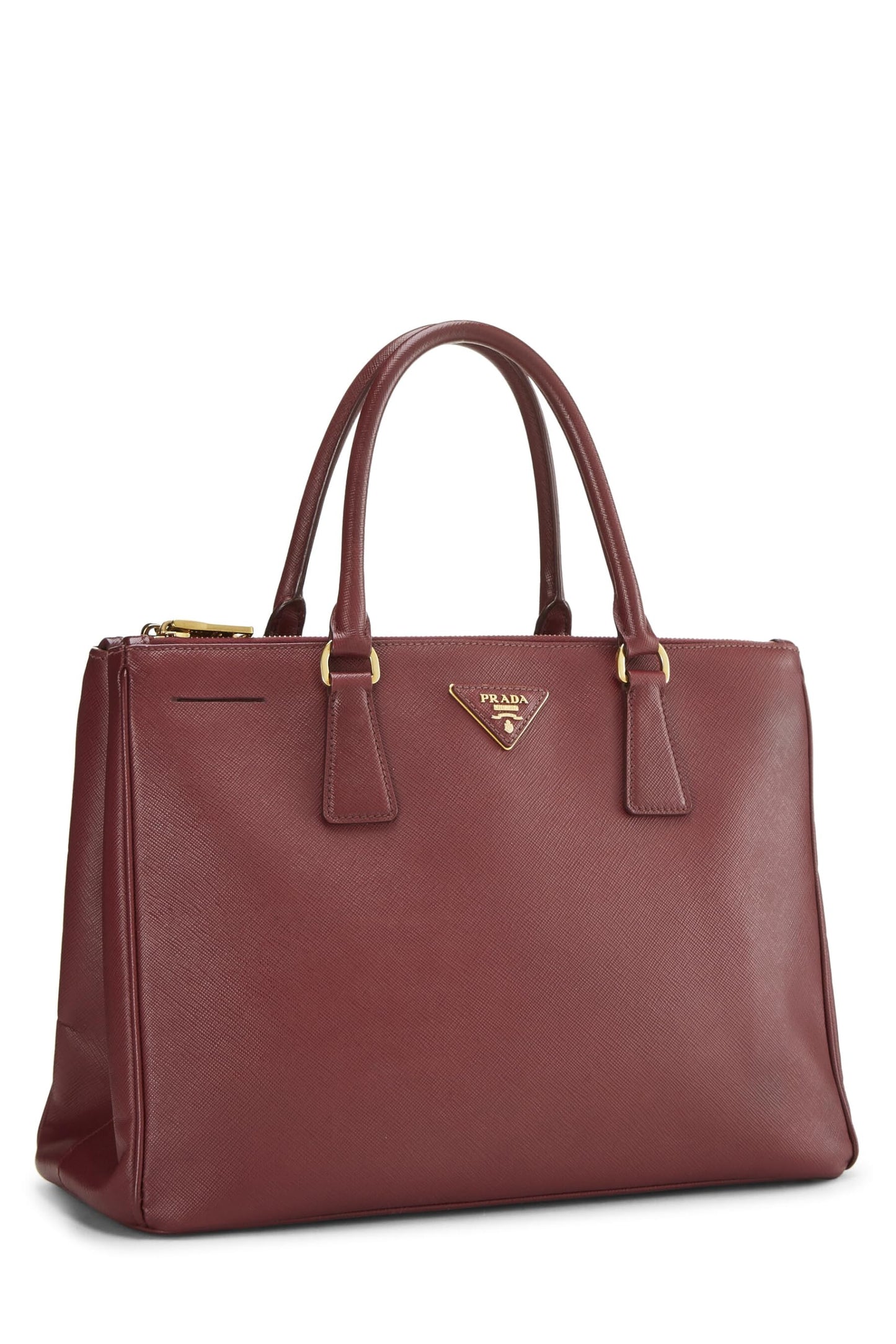 Prada, Pre-Loved Burgundy Saffiano Executive Tote Medium, Burgundy