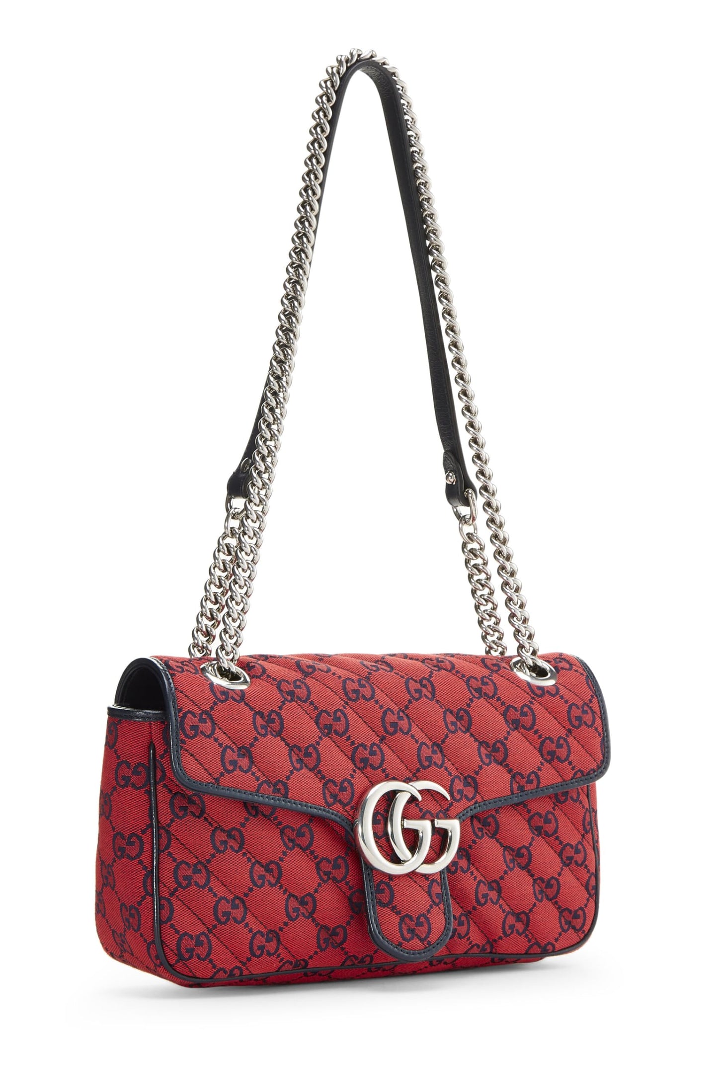 Gucci, Bolso de hombro Marmont pequeño de lona GG rojo Pre-Loved, Rojo