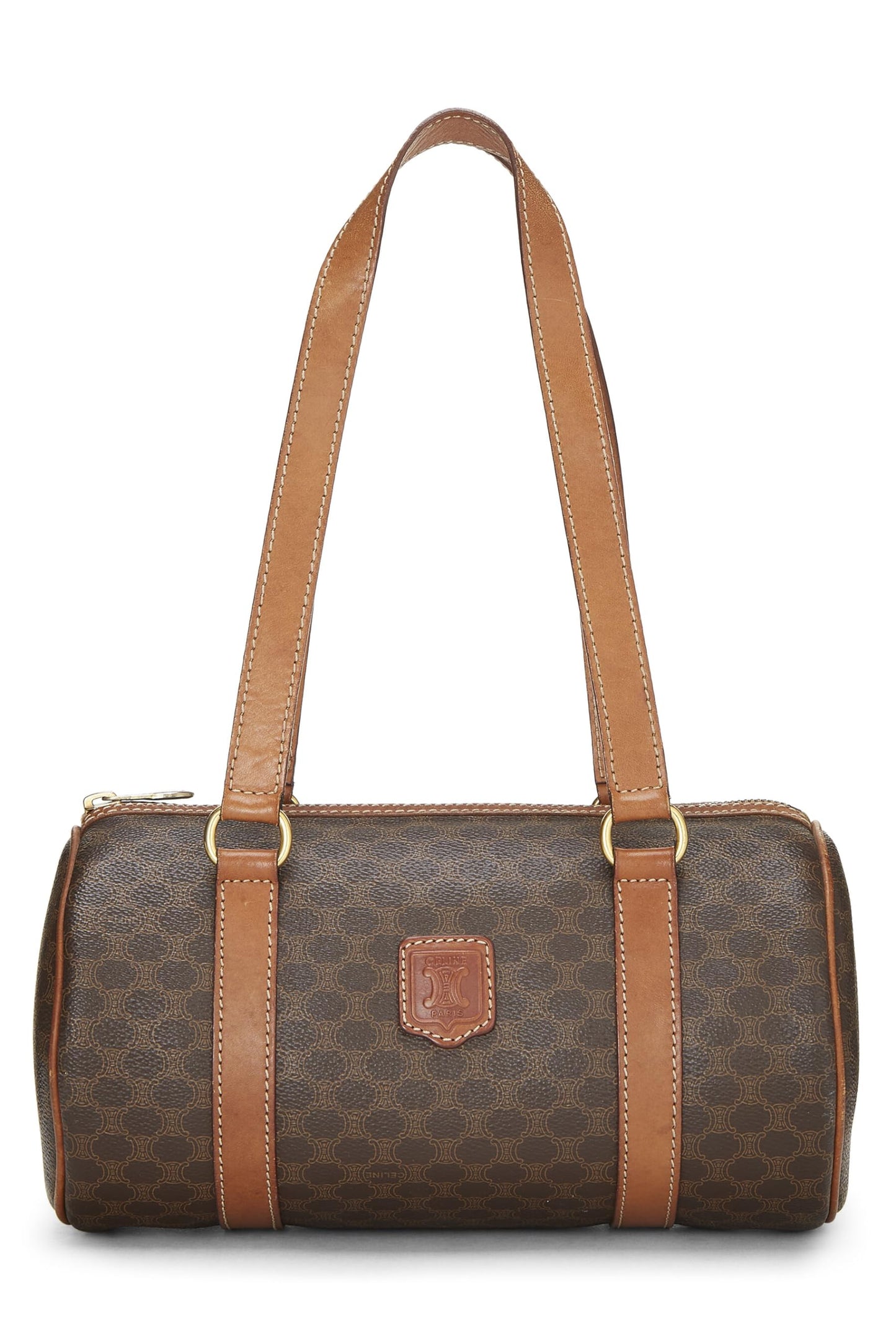 Céline, Pre-Loved Brown Coated Canvas Macadam Handbag, Brown