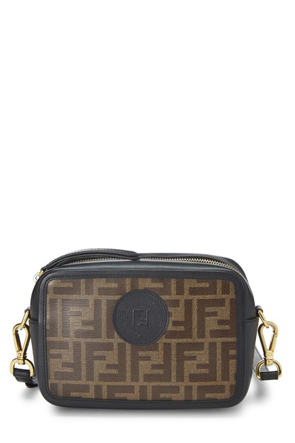 FENDI, Mini sac photo en toile enduite Zucca noire d'occasion, marron