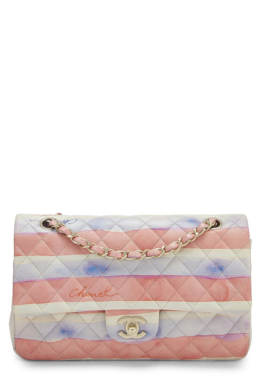 Chanel, Sac à main classique à double rabat en cuir d'agneau multicolore d'occasion, taille moyenne, multicolore