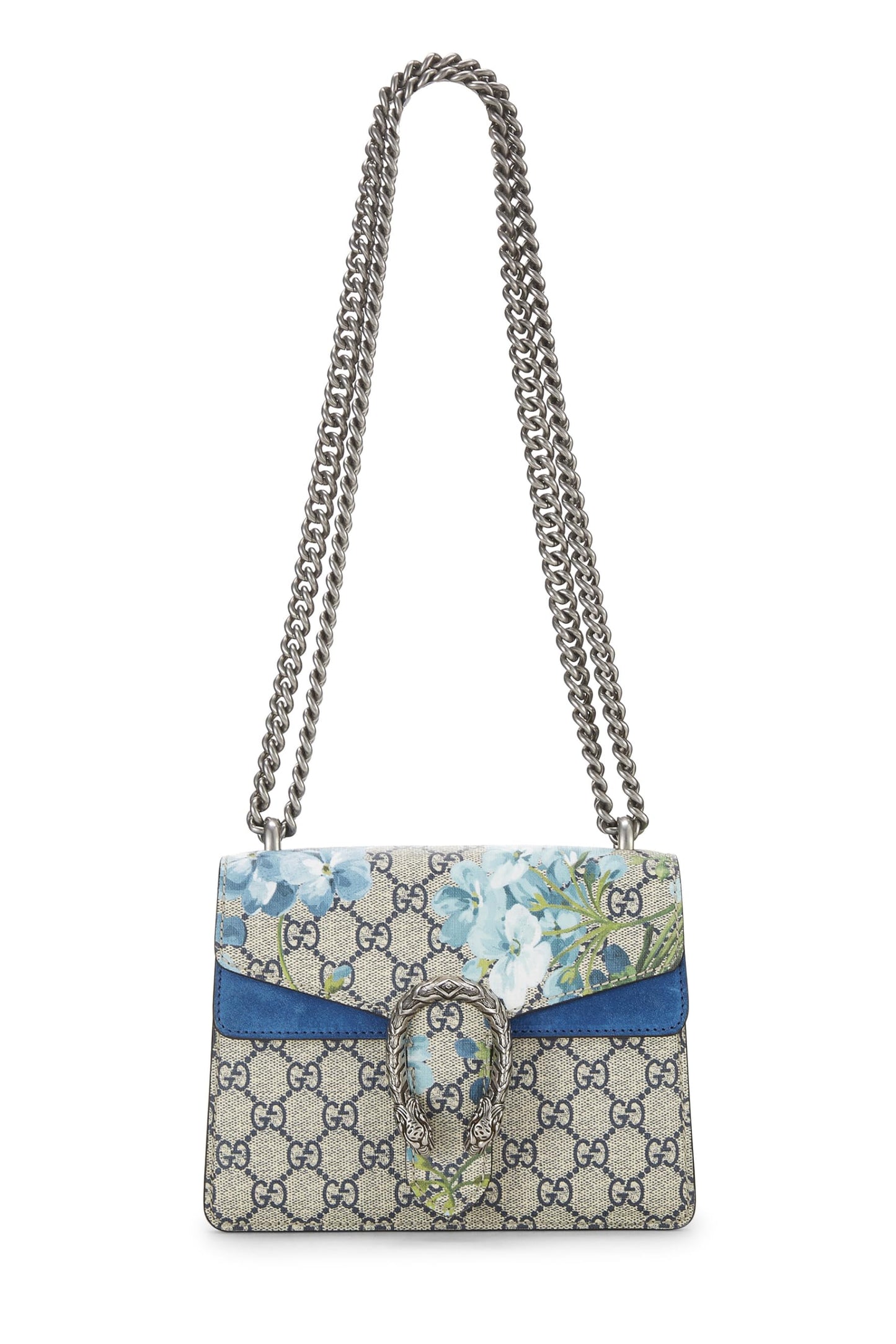 Gucci, Pre-Loved Blue GG Blooms Supreme Canvas Dionysus Shoulder Bag Mini, Blue