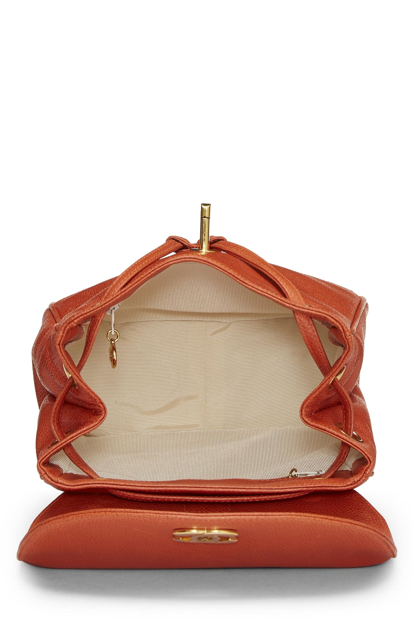 Chanel, Pre-Loved Orange Caviar 3 'CC' Backpack Small, Orange