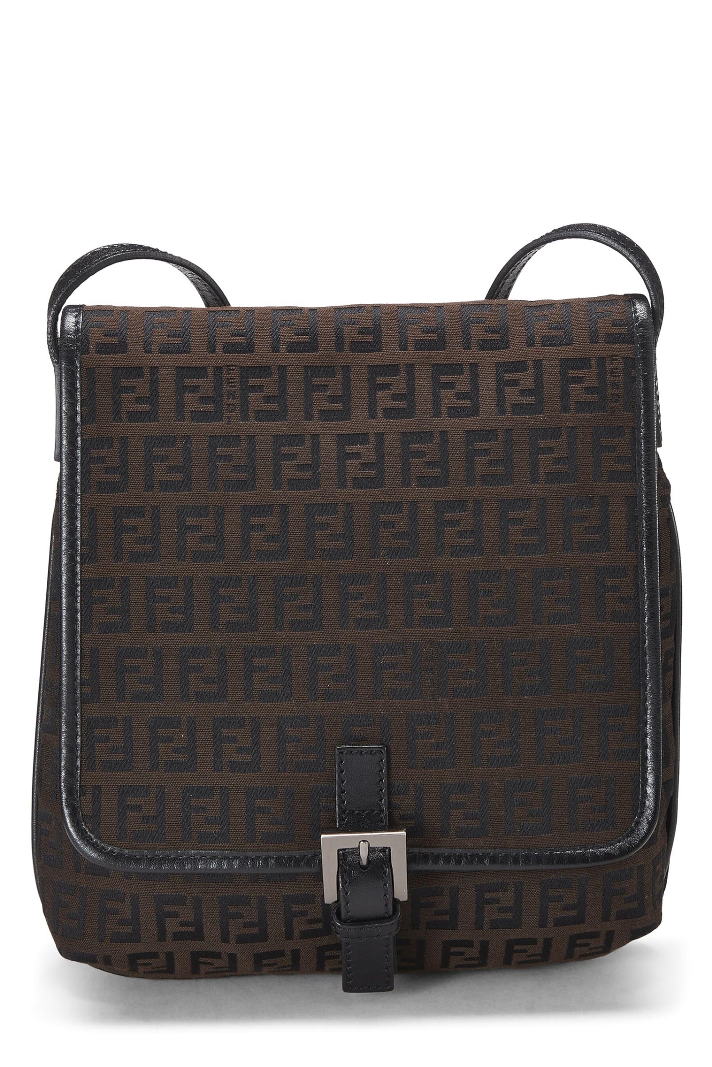 Fendi, sac à bandoulière en toile Zucchino marron d'occasion, petit modèle, marron