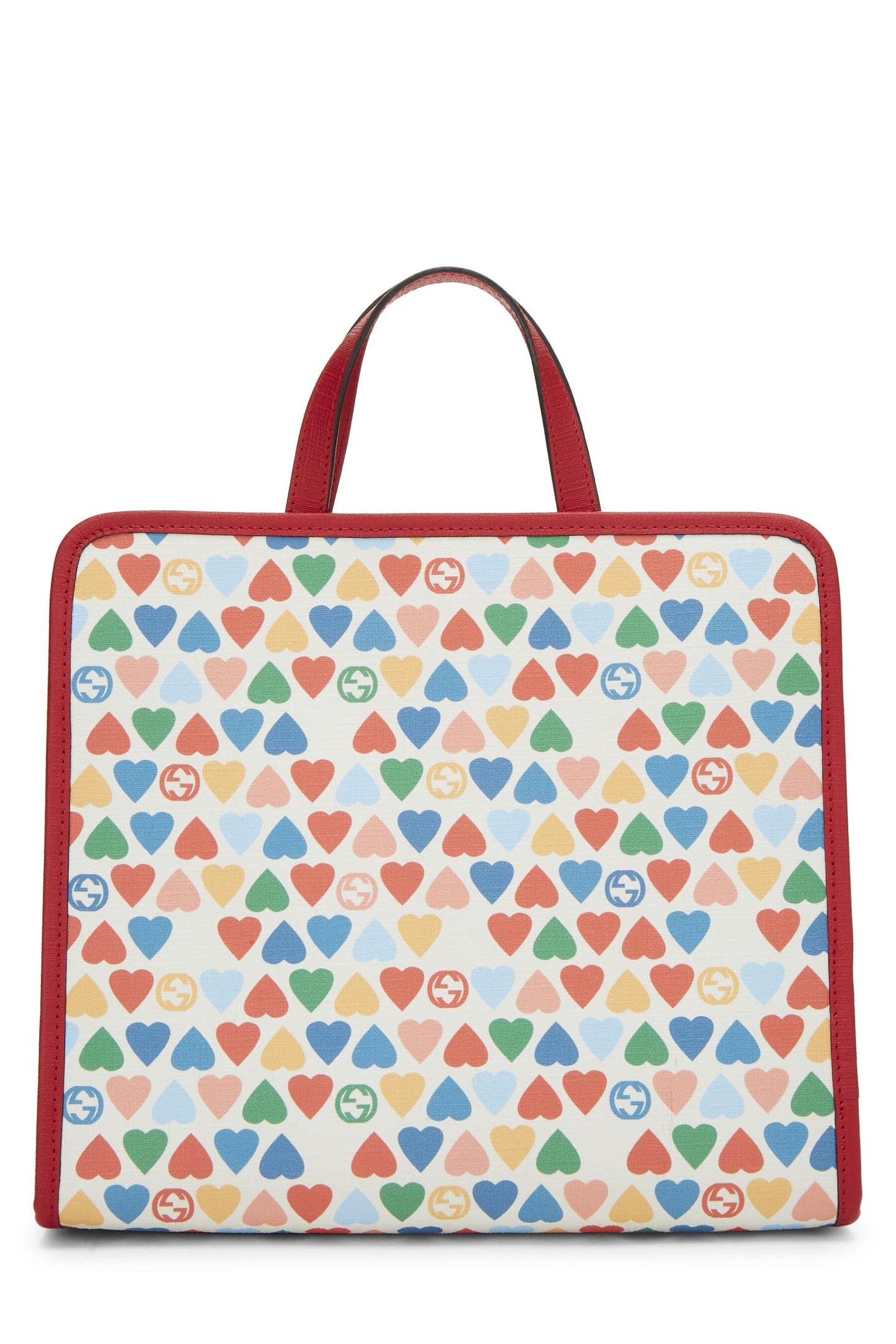 Gucci, Pre-Loved Multicolored Heart Coated Canvas Kids Tote, Multi