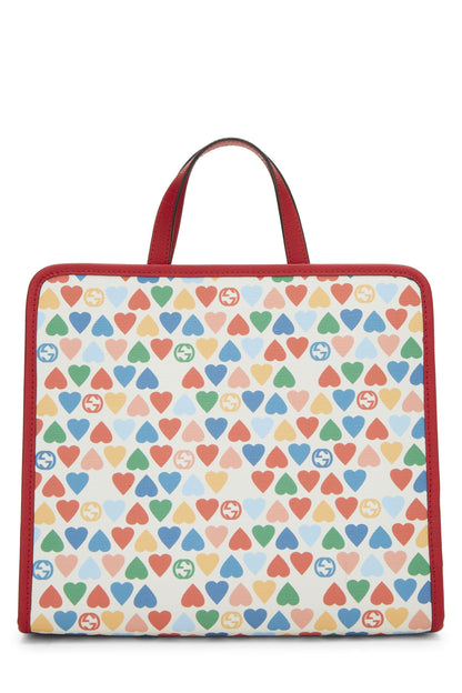 Gucci, Pre-Loved Multicolored Heart Coated Canvas Kids Tote, Multi