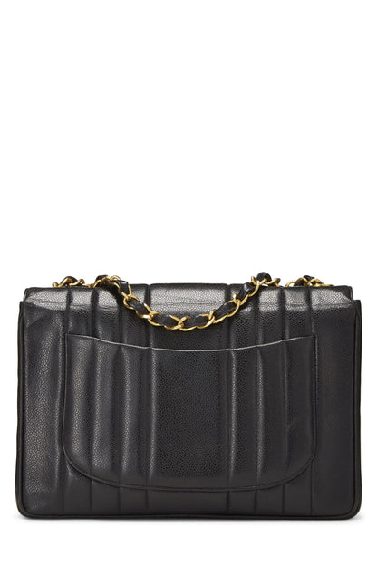 Chanel, Pre-Loved Black Caviar Vertical Half Flap Jumbo, Black