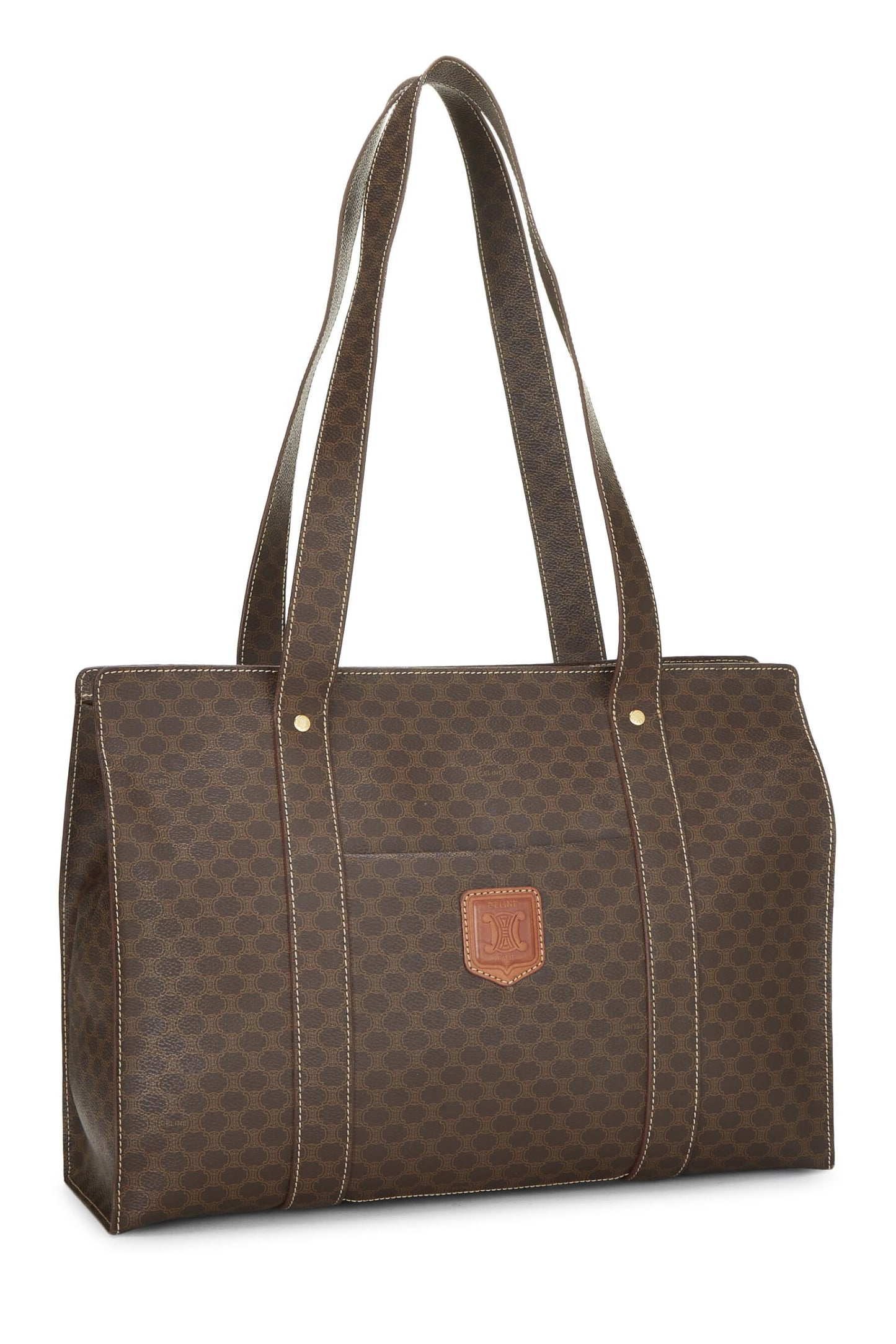 Céline, Pre-Loved Brown Macadam Coated Canvas Tote, Brown