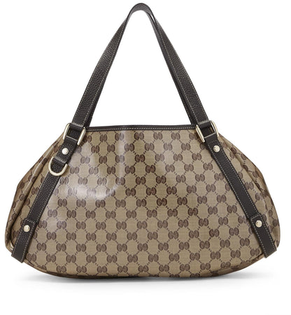 Gucci, Bolso tote Abbey de lona con cristales GG original Pre-Loved, Marrón