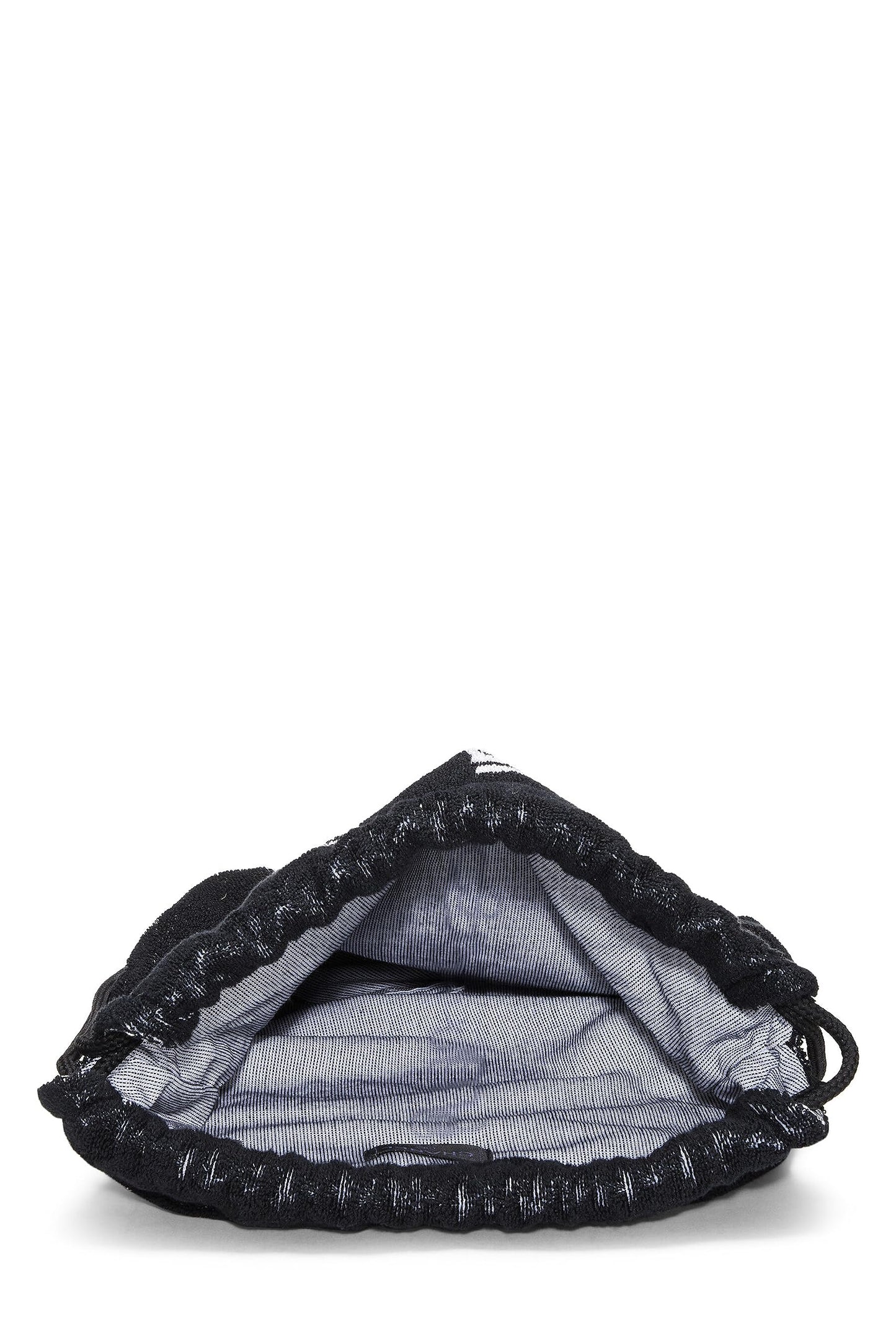 Chanel, Pre-Loved Black Terry Cloth Drawstring Beach Backpack, Black