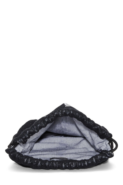 Chanel, sac à dos de plage à cordon de serrage en tissu éponge noir d'occasion, noir