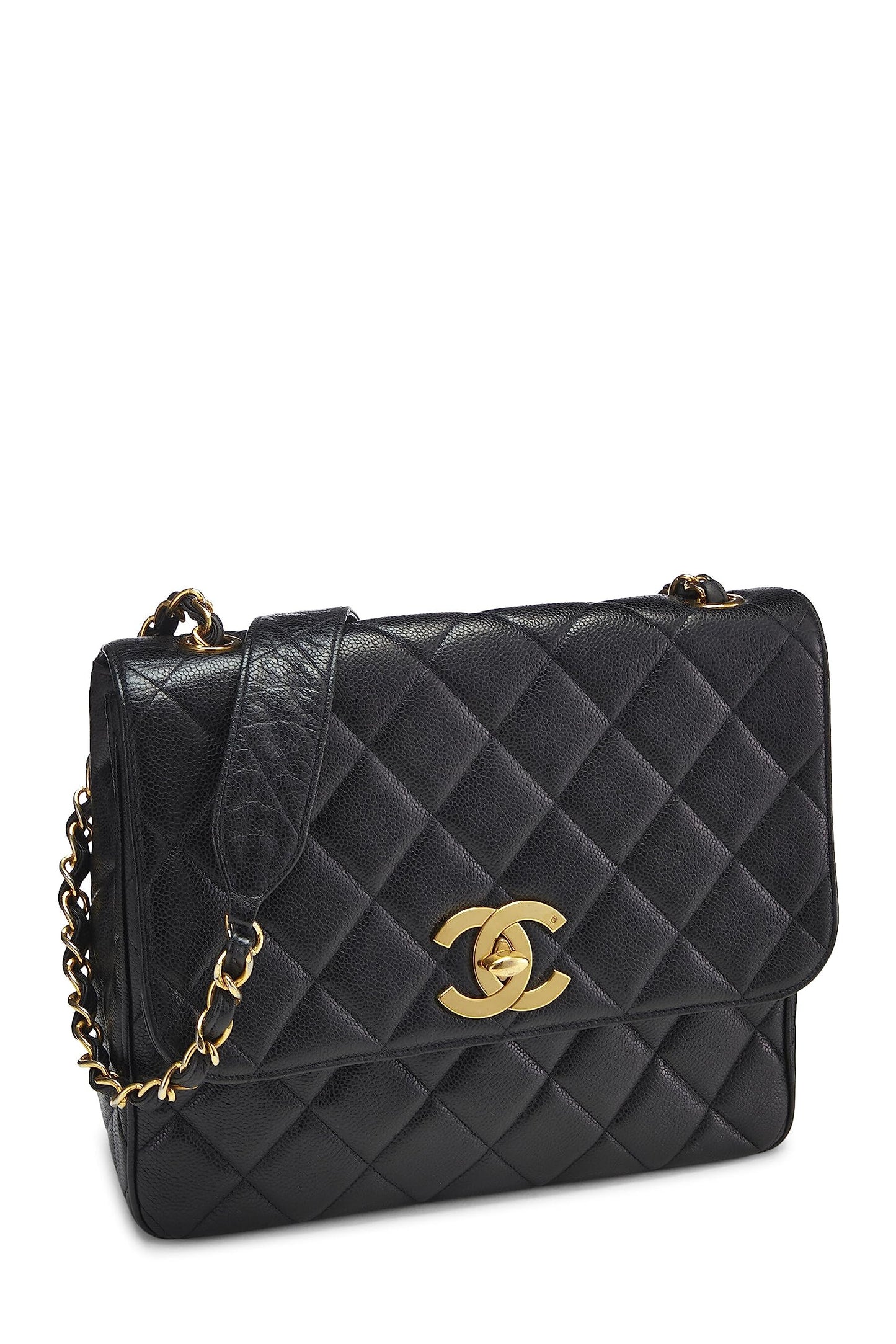 Chanel, Pre-Loved Black Caviar Big CC Square Flap Large, Black