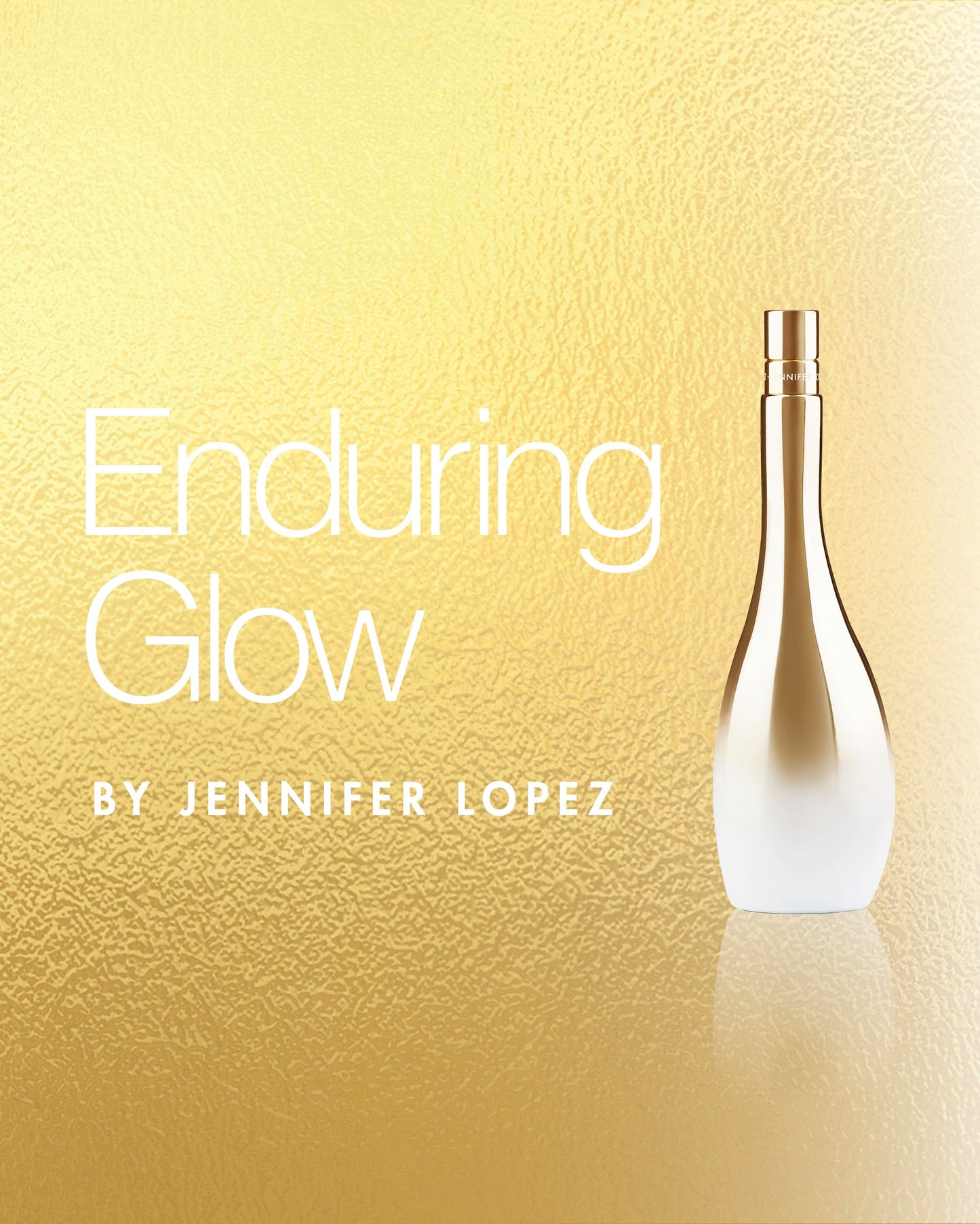 Eau de parfum en vaporisateur Enduring Glow de Jennifer Lopez, flacon métallisé doré de forme emblématique, 100 ml