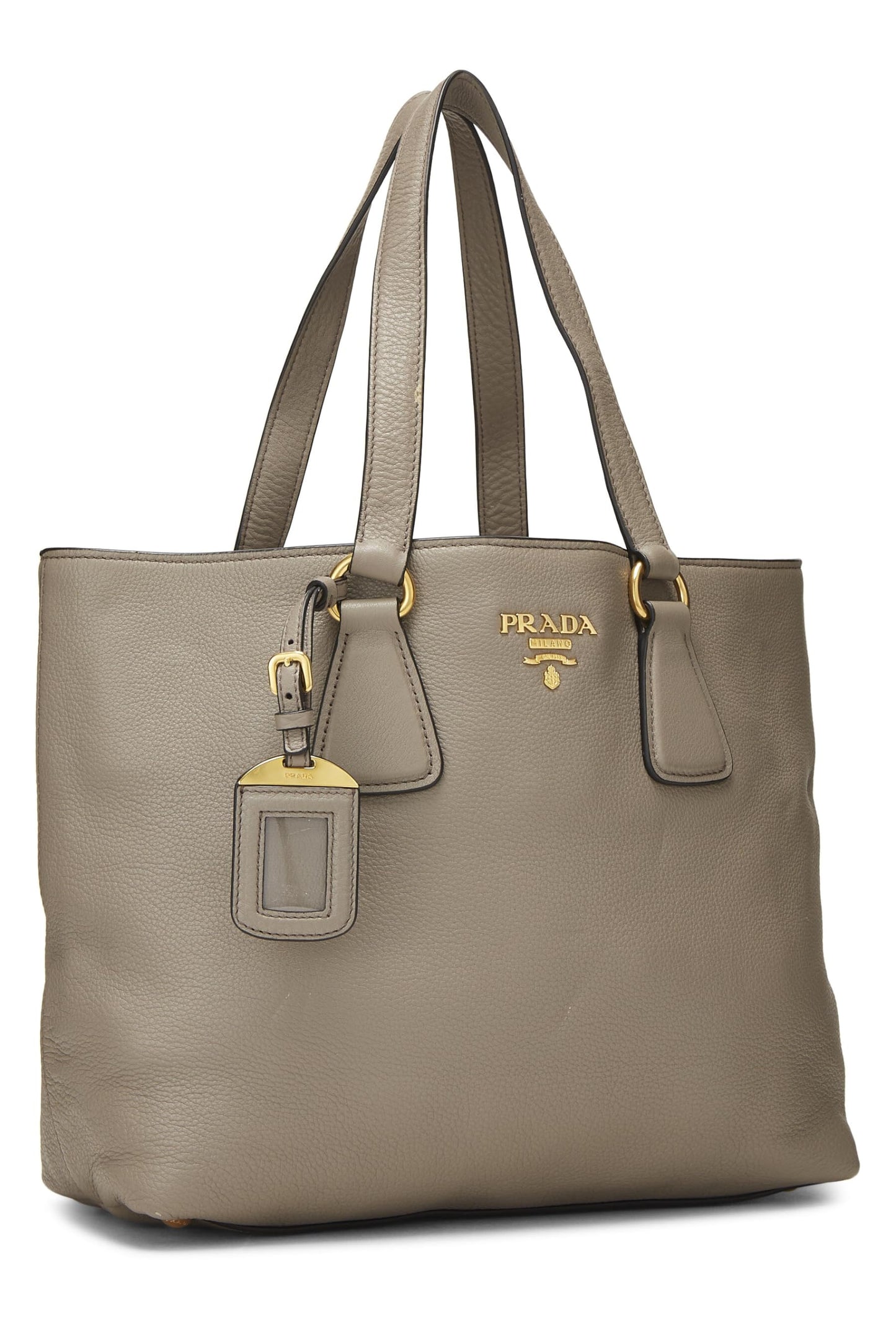 Prada, Cabas Vitello Daino gris pré-aimé petit, Gris