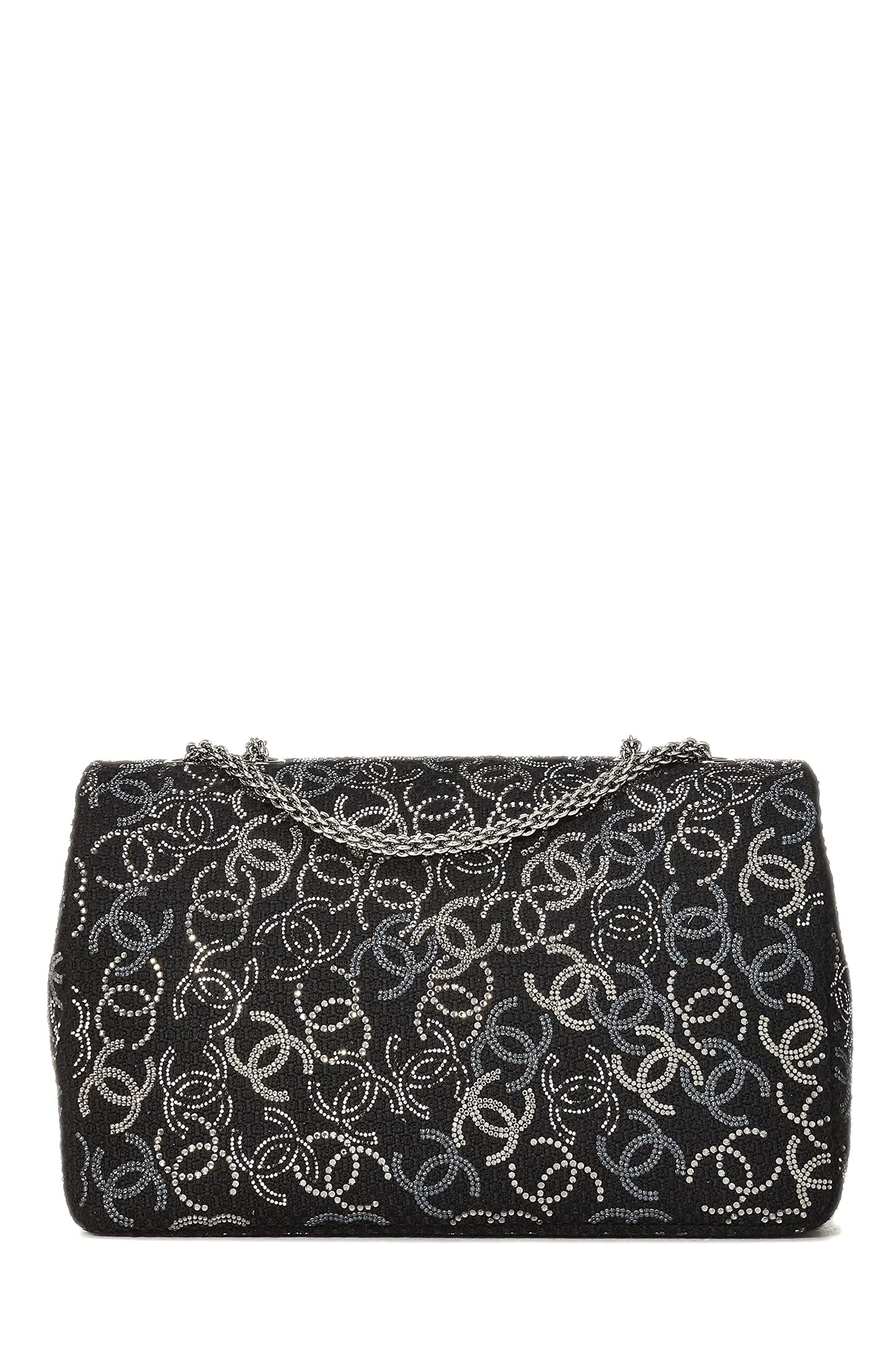 Chanel, Pre-Loved Paris-Shanghai Black Tweed Crystal 'CC' Half Flap Jumbo, Black