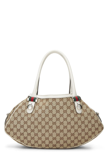 Gucci, sac fourre-tout Matchball Abbey en toile GG blanc d'occasion, grand modèle, blanc